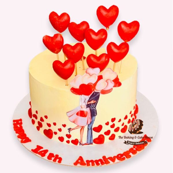 Anniversary Theme Cake with love