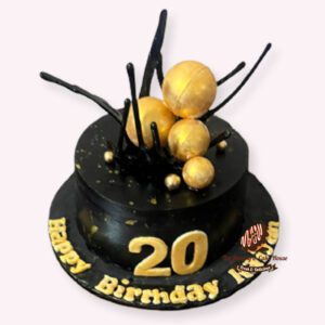 Birthday Cake for Men with Black Design