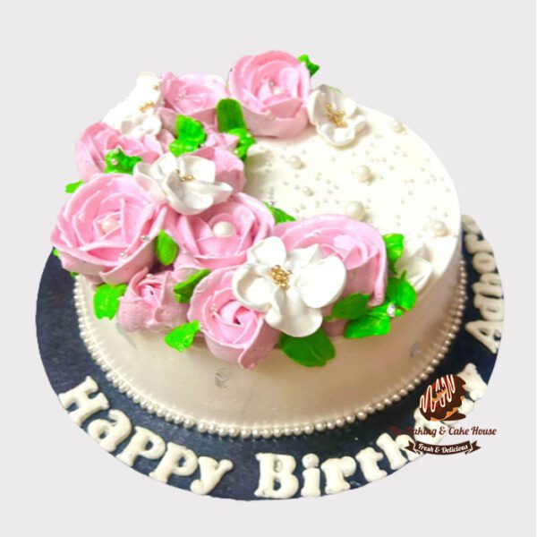 Birthday Cake for Girl with simple Floral Cake