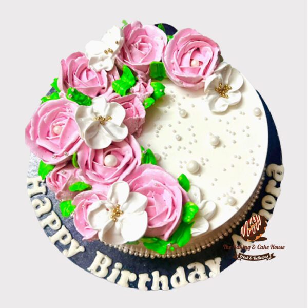 Birthday Cake for Girl with simple Floral Cake