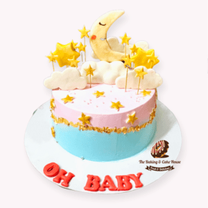 Greeting Cake with star moon and cloud design