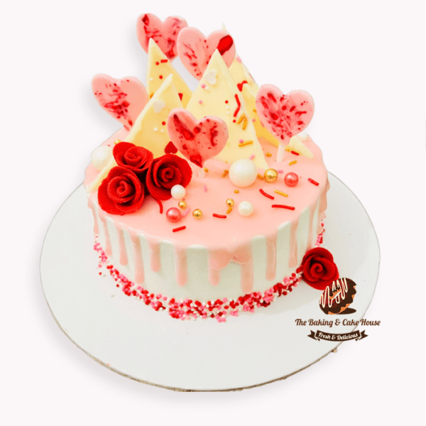 Valentines theme cake with flower