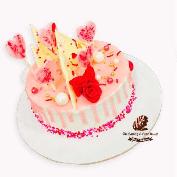 Valentines theme cake with flower